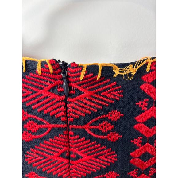 Anthropologie Edme & Esyllte Women Aztec Embroidered A-Line Dress Blue SZ Medium - Picture 8 of 13